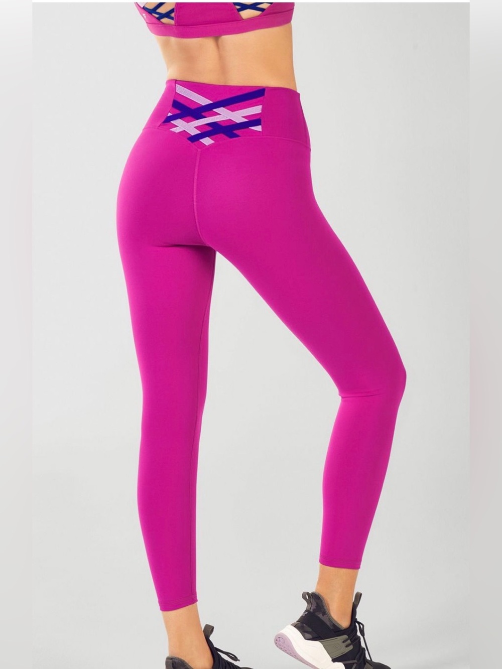 Fabletics Powerhold Magenta High-Waist Crisscross Back Leggings Size Small